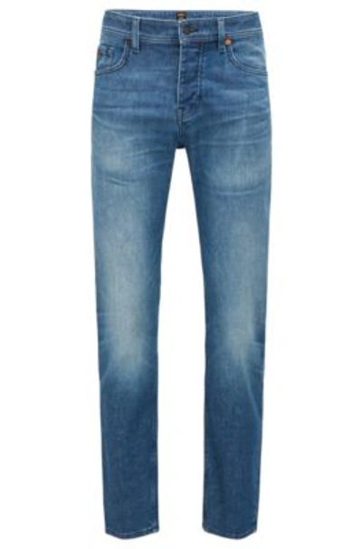 Hugo Boss Tapered-fit Jeans In Blue Comfort-stretch Denim In Dark Blue |  ModeSens