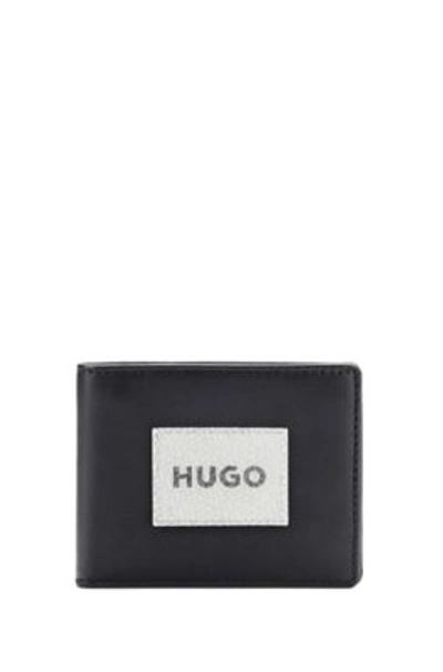Shop Hugo Smooth Leather Wallet With Contrast Branded Patch In Black