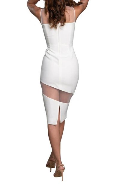 Shop Dress The Population Valerie Sheer Inset Body-con Midi Dress In White