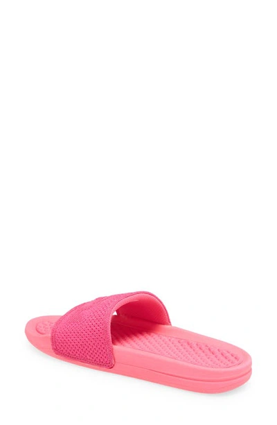 Shop Apl Athletic Propulsion Labs Big Logo Techloom Knit Sport Slide In Metallic Neon Pink