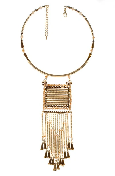 Shop Jardin Beaded Wire Fringe Necklace In White/ Gold