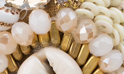 Shop Jardin Shell Beaded Heart Shaped Stud Earrings In White/ Gold