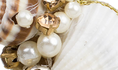 Shop Jardin Gold-tone Shell & Faux Pearl Earrings In White/ Gold