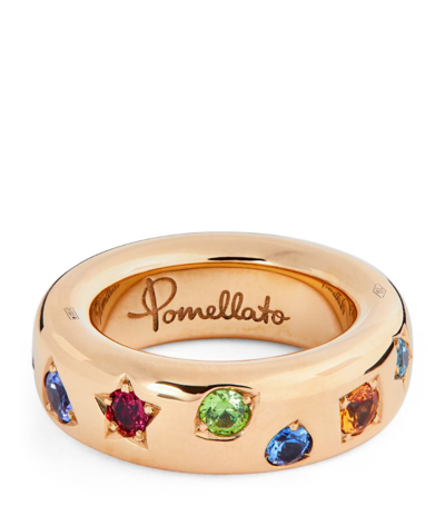 Shop Pomellato Rose Gold And Gemstone Iconica Ring In Blue