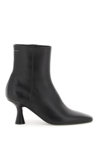 Shop Mm6 Maison Margiela Leather Ankle Boots In Black