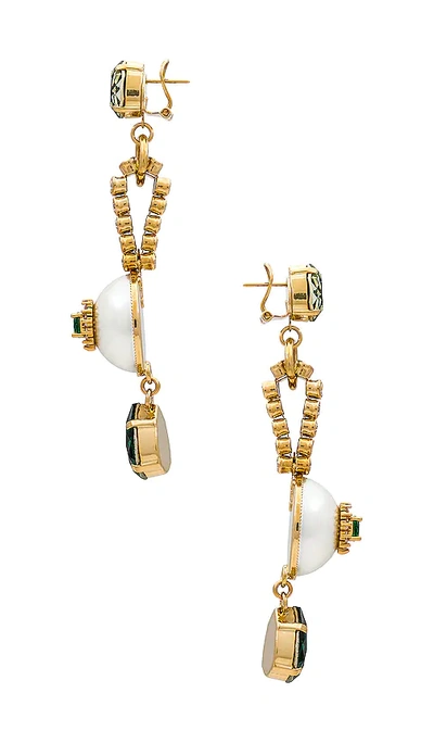 Shop Anton Heunis Crystal Chandelier Earrings In Metallic Gold