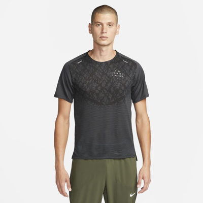 Shop Nike Men's Dri-fit Adv Run Division Techknit Short-sleeve Running Top In Black