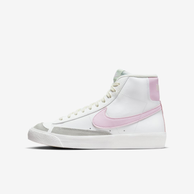 Shop Nike Blazer Mid '77 Big Kids' Shoes In Summit White,coconut Milk,honeydew,pink Foam