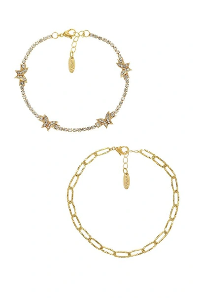 Shop Ettika Butterfly High 18k Gold Plated Anklet Set