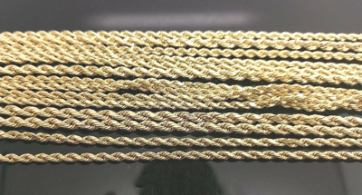 GLOBALWATCHES10 Pre-owned Real 10k Gold Kids Rope Chain 16 18 20 Inch Necklace 2.5mm