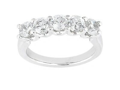 Pre-owned Jewelwesell 5stone 0.50ctw Diamond Wedding Band Ring Platinum Round Brilliant Cut F Vs1