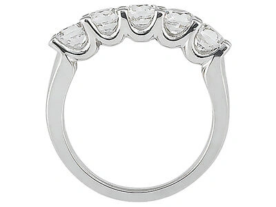 Pre-owned Jewelwesell 5stone 0.50ctw Diamond Wedding Band Ring Platinum Round Brilliant Cut F Vs1