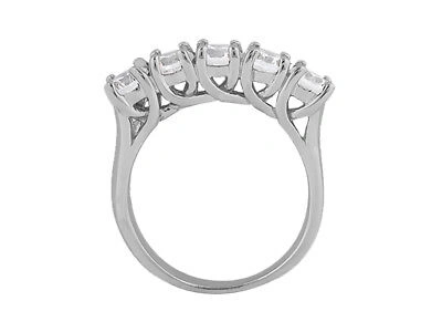 Pre-owned Jewelwesell 5stone 1.50ct Diamond Wedding Band Ring 14k White Gold Round G-h I1 Prong Set In Gh