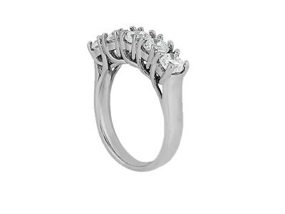 Pre-owned Jewelwesell 5stone 1.50ct Diamond Wedding Band Ring 14k White Gold Round G-h I1 Prong Set In Gh