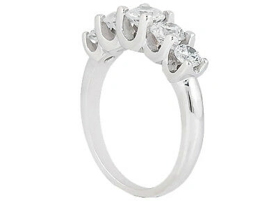 Pre-owned Jewelwesell Natural 0.62ct Diamond Wedding Band Ring 10k White Gold Round Brilliant Jk I1-i2