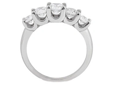 Pre-owned Jewelwesell Natural 0.62ct Diamond Wedding Band Ring 10k White Gold Round Brilliant Jk I1-i2