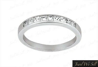 Pre-owned Jewelwesell 0.27ct Diamond Wedding Band Ring 10k White Gold Princess Cut Channel Set I Si2