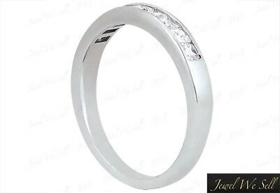Pre-owned Jewelwesell 0.27ct Diamond Wedding Band Ring 10k White Gold Princess Cut Channel Set I Si2