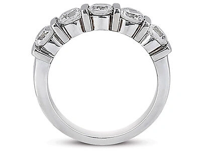 Pre-owned Jewelwesell 5stone 0.50ct Diamond Wedding Band Ring 14k White Gold Round I Si2 Channel Set
