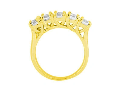 Pre-owned Jewelwesell 5stone 0.50ct Diamond Wedding Band Ring 14kt Yellow Gold Round Cut I Si2 Prong
