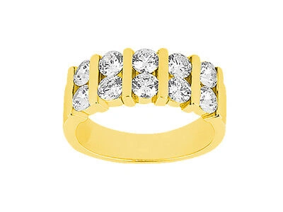 Pre-owned Jewelwesell 0.50ct Diamond Wedding Band Ring Double Row 10k Yellow Gold Round Channel I Si2