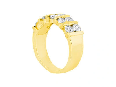 Pre-owned Jewelwesell 0.50ct Diamond Wedding Band Ring Double Row 10k Yellow Gold Round Channel I Si2