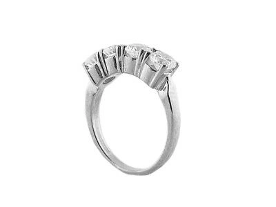 Pre-owned Jewelwesell 1.00ct Diamond 4stone Wedding Band Ring 18k White Gold Round Cut Prong I Si2