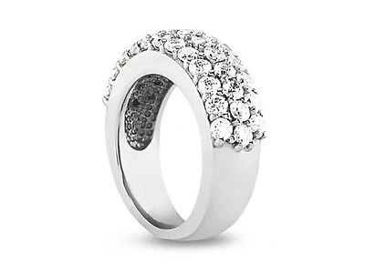 Pre-owned Jewelwesell 1.55ct Diamond Wedding Band Ring 10k White Gold Round Brilliant Prong Jk I1-i2