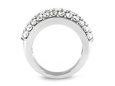 Pre-owned Jewelwesell 1.55ct Diamond Wedding Band Ring 10k White Gold Round Brilliant Prong Jk I1-i2