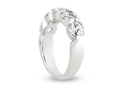 Pre-owned Jewelwesell 5stone 2.50ct Diamond Wedding Band Ring 14k White Gold Round Si1 Bezel Setting