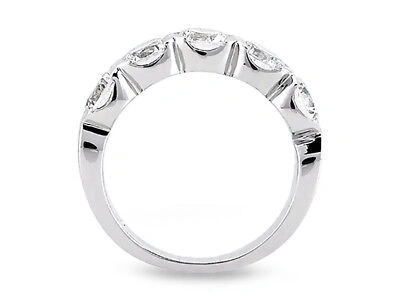 Pre-owned Jewelwesell 5stone 2.50ct Diamond Wedding Band Ring 14k White Gold Round Si1 Bezel Setting