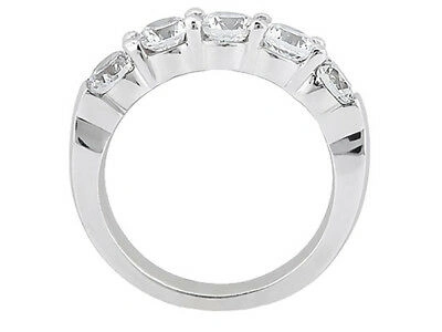 Pre-owned Jewelwesell 5stone 1.0ct Diamond Wedding Band Ring 10k White Gold Round Jk I1-i2 Prong Set