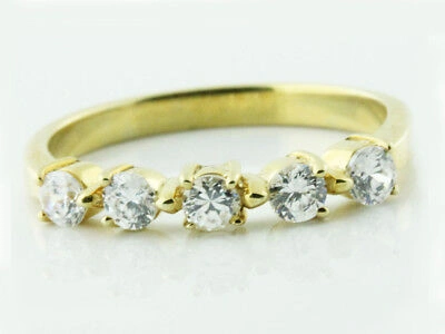 Pre-owned Jewelwesell 5stone 0.50ct Diamond Wedding Band Ring 10k Yellow Gold Round Gh I1 Prong Set