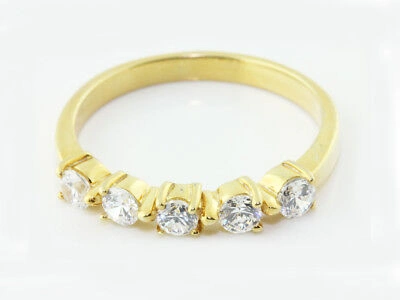 Pre-owned Jewelwesell 5stone 0.50ct Diamond Wedding Band Ring 10k Yellow Gold Round Gh I1 Prong Set