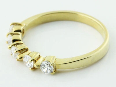 Pre-owned Jewelwesell 5stone 0.50ct Diamond Wedding Band Ring 10k Yellow Gold Round Gh I1 Prong Set