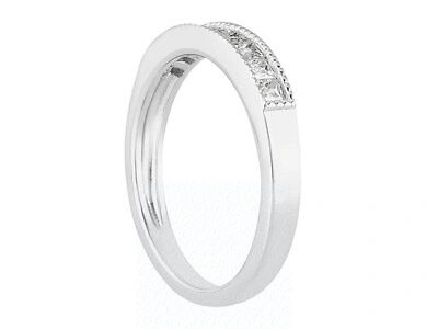 Pre-owned Jewelwesell 1.00ct Diamond Wedding Band Ring 14k White Gold Princess Cut Channel Set Si1