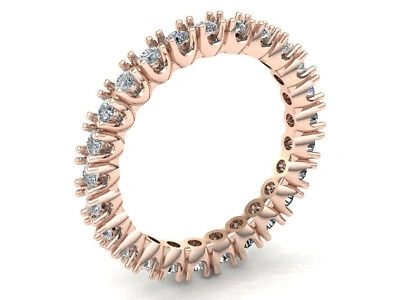 Pre-owned Jewelwesell 0.75ct Round Diamond U-prong Eternity Anniversary Band Ring 14k Rose Gold I Si2