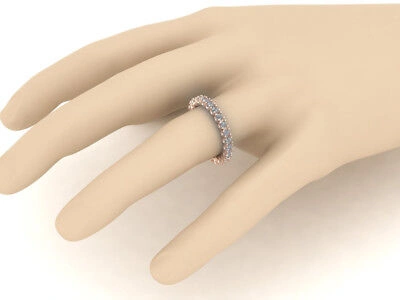 Pre-owned Jewelwesell 0.75ct Round Diamond U-prong Eternity Anniversary Band Ring 14k Rose Gold I Si2