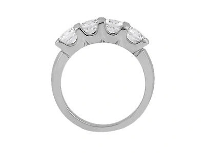 Pre-owned Jewelwesell 1.40ct Diamond 4stone Wedding Band Ring U Prong 10k White Gold Round Jk I1-i2