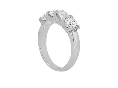 Pre-owned Jewelwesell 1.40ct Diamond 4stone Wedding Band Ring U Prong 10k White Gold Round Jk I1-i2