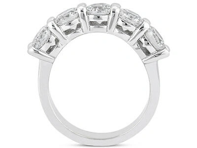 Pre-owned Jewelwesell 5stone 2.25ct Diamond Gallery Wedding Band Ring Platinum Round Cut F Vs2 Prong In White