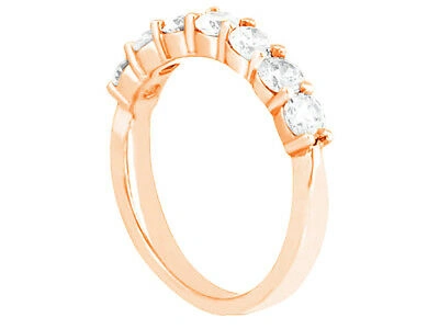 Pre-owned Jewelwesell 7stone 0.35ct Diamond Wedding Band Ring 14k Rose Gold Round Brilliant Cut I Si2