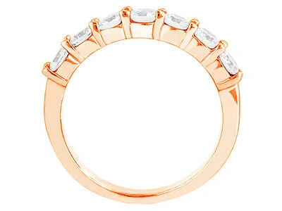 Pre-owned Jewelwesell 7stone 0.35ct Diamond Wedding Band Ring 14k Rose Gold Round Brilliant Cut I Si2