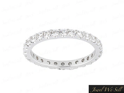 Pre-owned Jewelwesell Real 0.65ct Round Diamond Wedding Eternity Band Ring 14k White Gold I Si2 Prong
