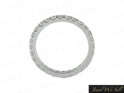 Pre-owned Jewelwesell Real 0.65ct Round Diamond Wedding Eternity Band Ring 14k White Gold I Si2 Prong