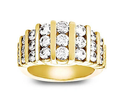 Pre-owned Jewelwesell Genuine 2.13ct Diamond Wedding Band Ring 10k Yellow Gold Round G-h I1 Channel In Gh