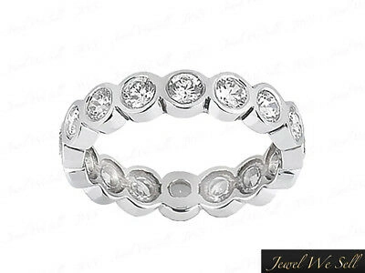 Pre-owned Jewelwesell Natural 1.35ct Round Diamond Eternity Bridal Band Ring 14k White Gold I Si Bezel