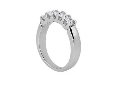 Pre-owned Jewelwesell 5stone 1.00ct Diamond Wedding Band Ring 18k White Gold Round Brilliant Cut Si1