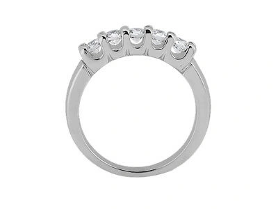 Pre-owned Jewelwesell 5stone 1.00ct Diamond Wedding Band Ring 18k White Gold Round Brilliant Cut Si1