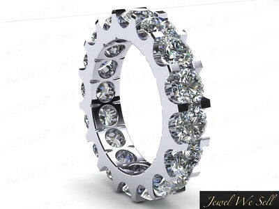 Pre-owned Jewelwesell 4.0ct Round Cut Diamond Shared U-prong Eternity Wedding Band Ring 18k Gold Si1